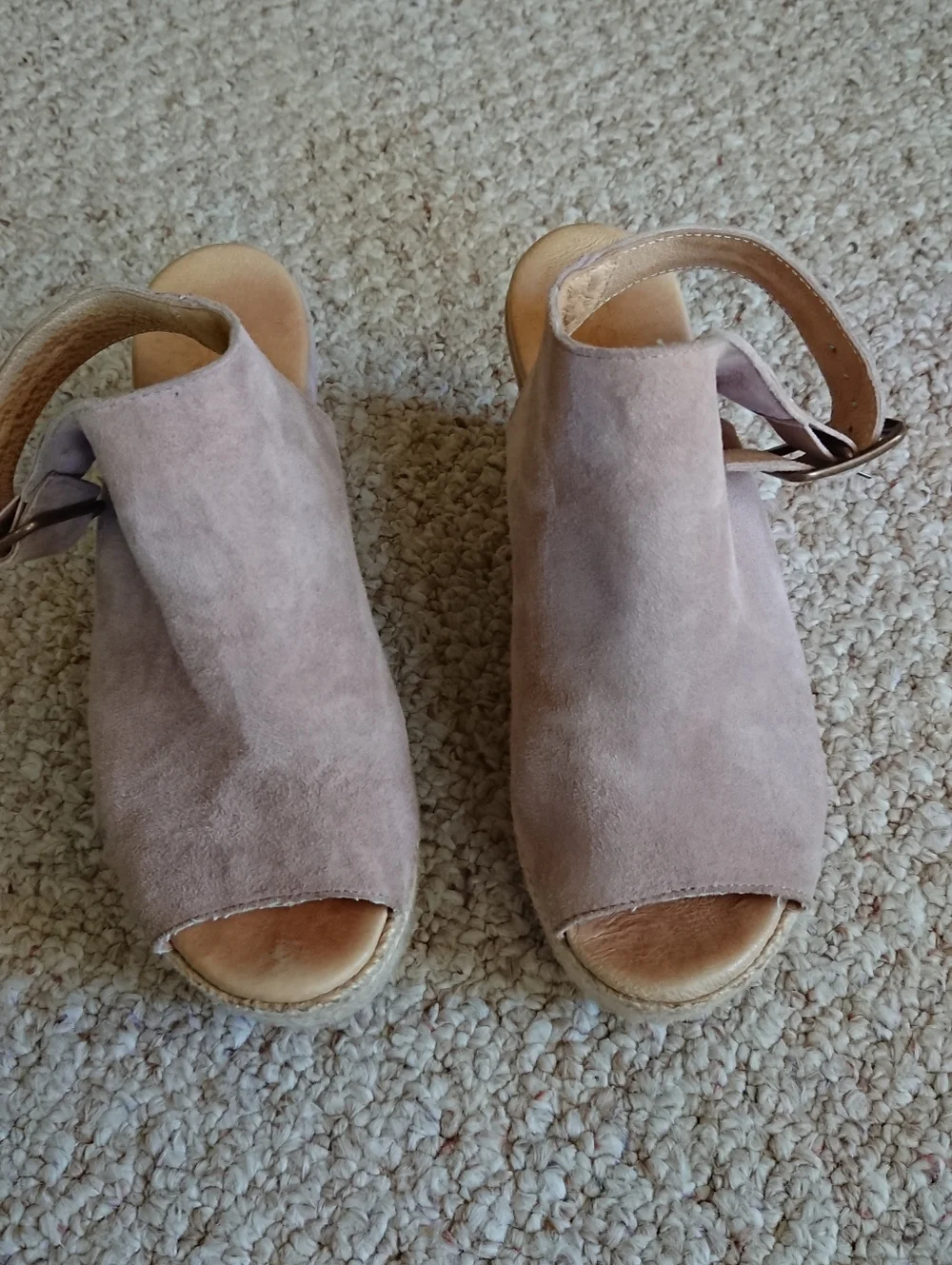 Cordani Taupe Open Toe Espadrille Suede Wedge Sandals size 6